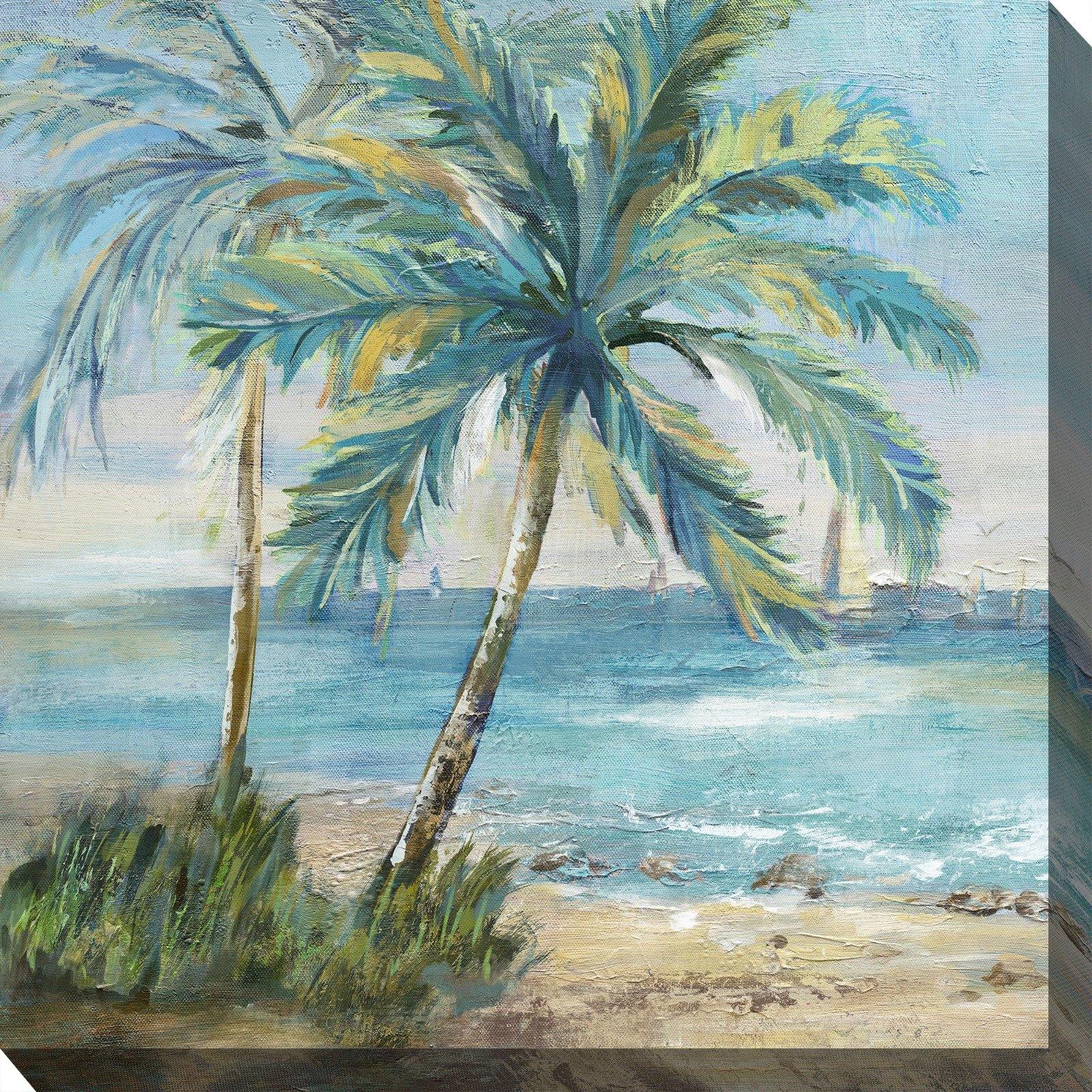 West of The Wind Designs -- Outdoor Canvas Art 24x24 Coastal Palm 1