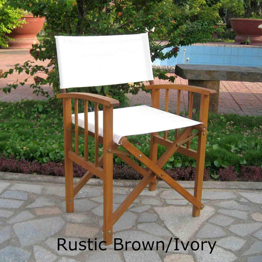 Outdoor Furniture - Directors Chairs With Mission Style Arms- Set Of 2 - Acacia Wood - Royal Fiji Rustic Brown
