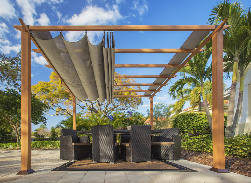 Paragon Outdoor Backyard Structure Soft Top with Aspen Frame Pergola 11' x 11'