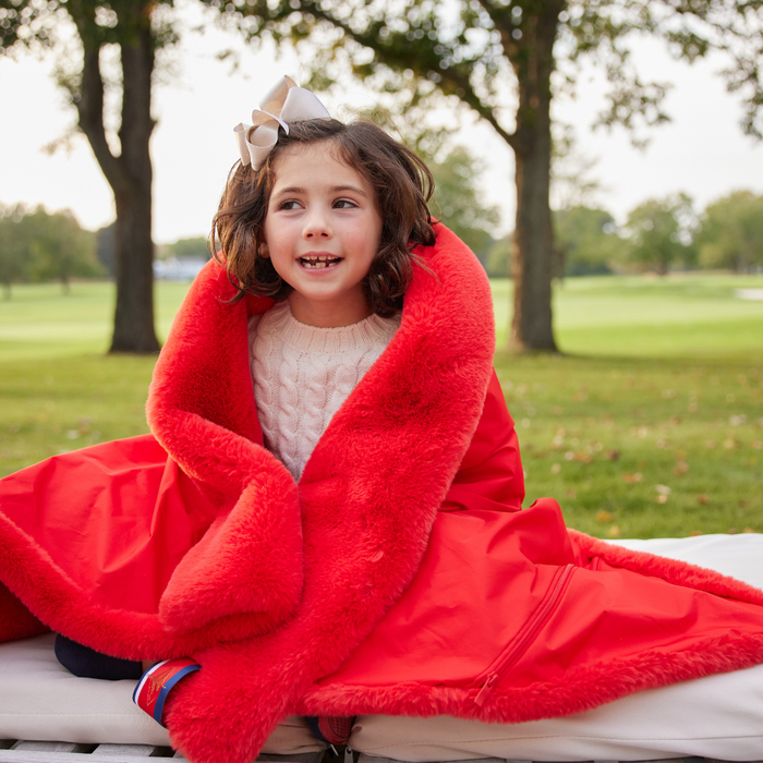 Red Faux Fur Long Lap Blanket