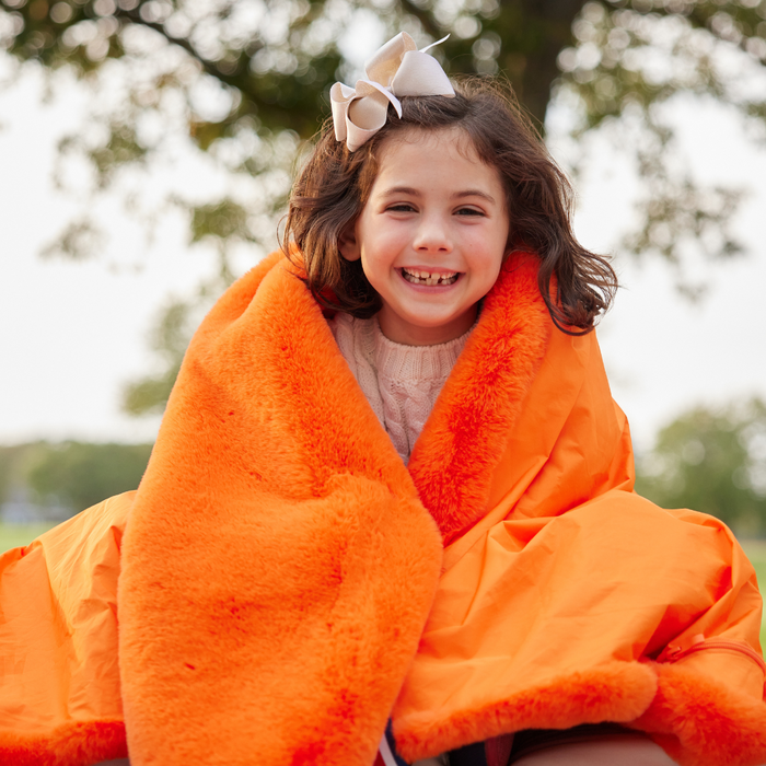 Orange Faux Fur Long Lap Blanket