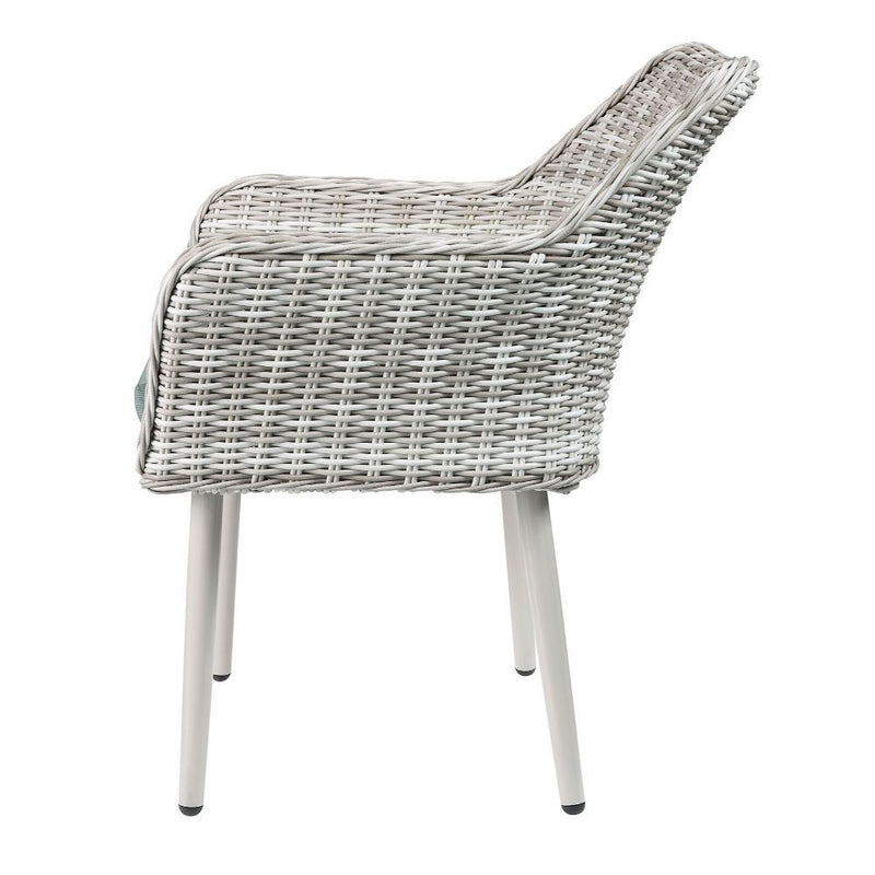 Acme Furniture Patio Bistro Set, Green Fabric & Beige Wicker