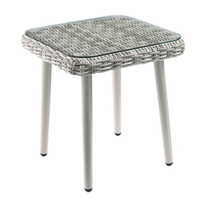 Acme Furniture Patio Bistro Set, Green Fabric & Beige Wicker
