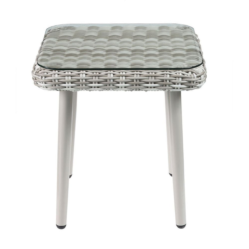 Acme Furniture Patio Bistro Set, Green Fabric & Beige Wicker