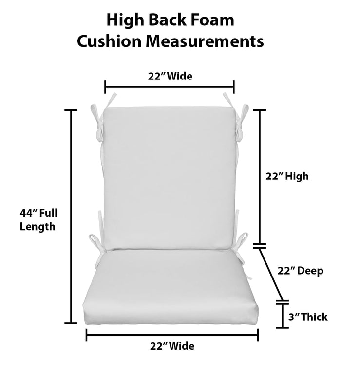 RSH DECOR: Foam High Back Seat Cushion | All-Weather Spun Fabric