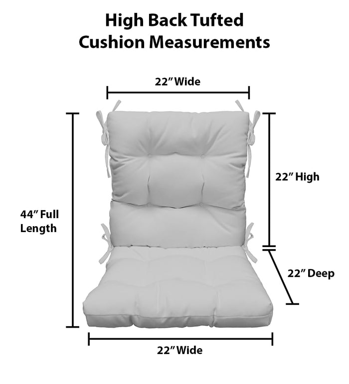 RSH DECOR: Tufted High Back Seat Cushion | 44” x 22” | All-Weather Spun Fabric