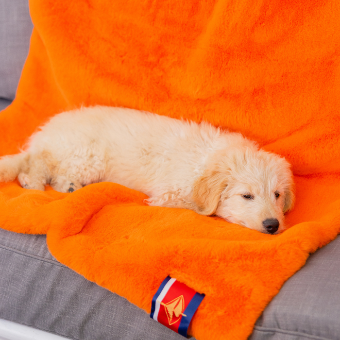 Orange Faux Fur Long Lap Blanket