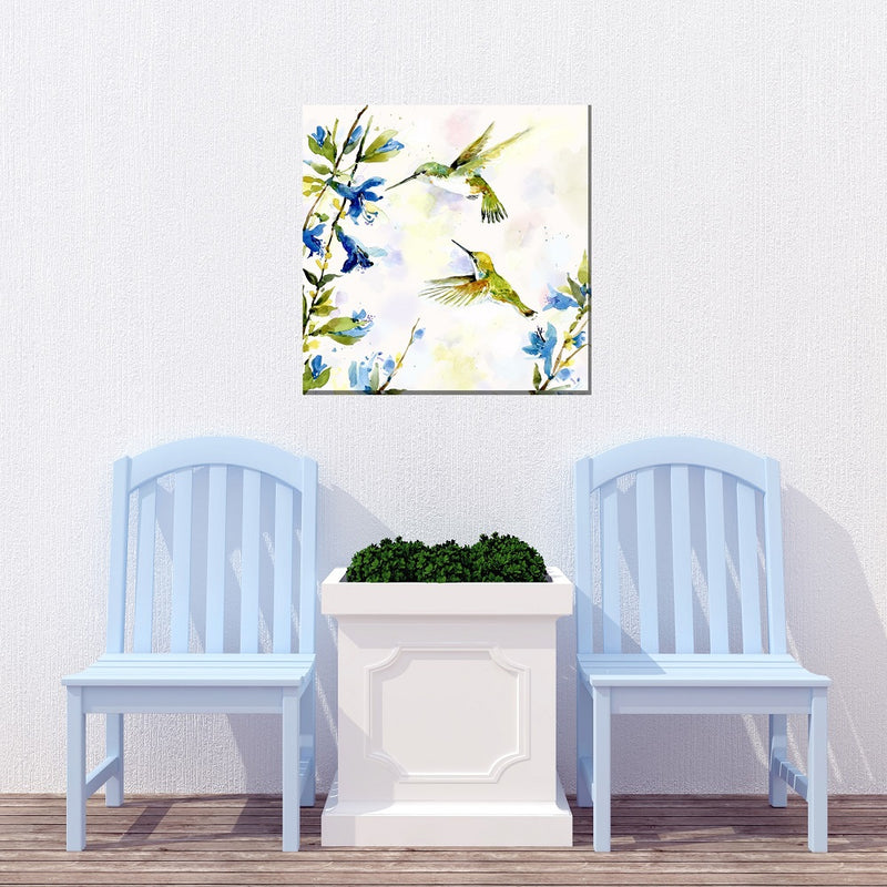 Outdoor Canvas Art 24x24 Hummingbird Duet