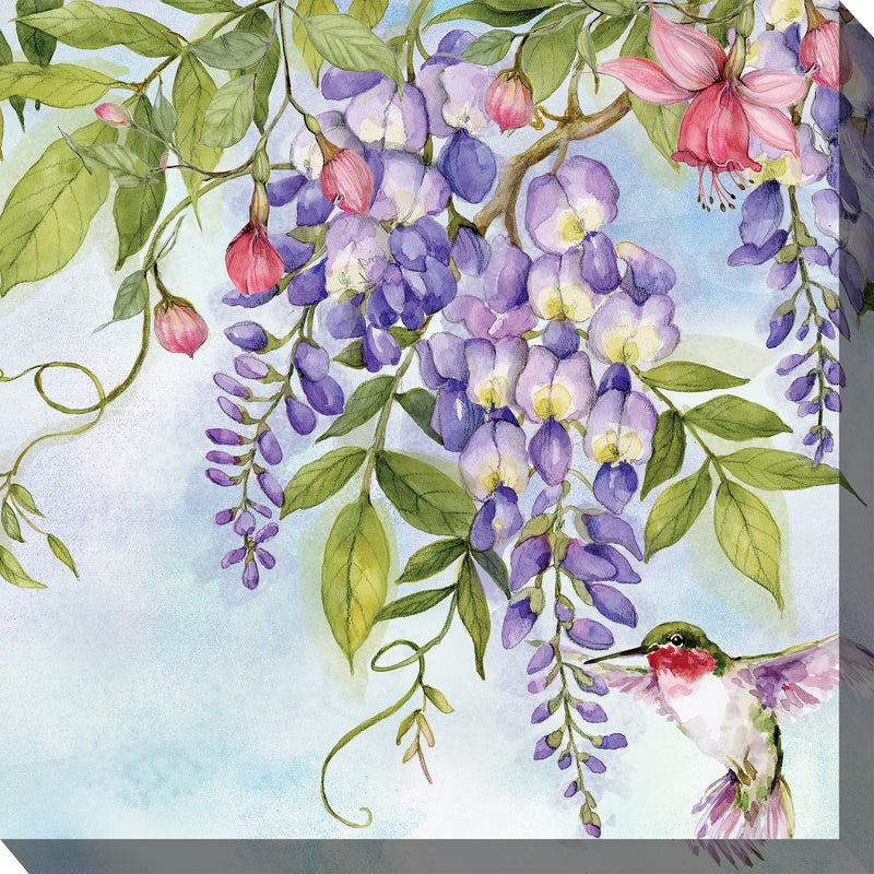 Outdoor Canvas Art 24x24 Wisteria Hummer