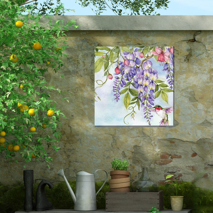Outdoor Canvas Art 24x24 Wisteria Hummer