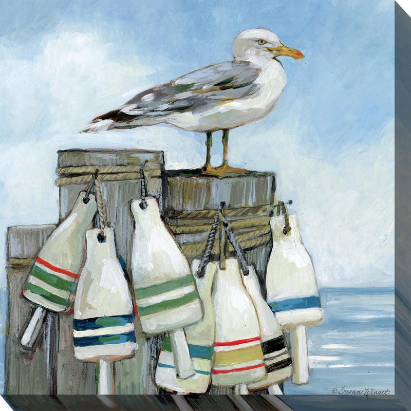 Outdoor Canvas Art 24x24 Seagull Pier