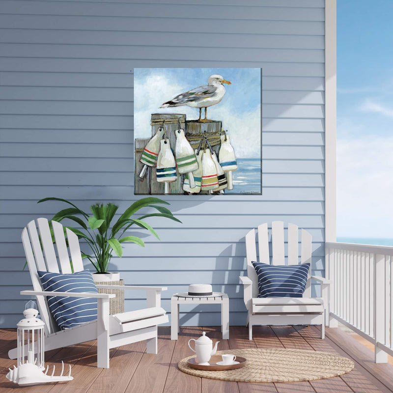 Outdoor Canvas Art 24x24 Seagull Pier