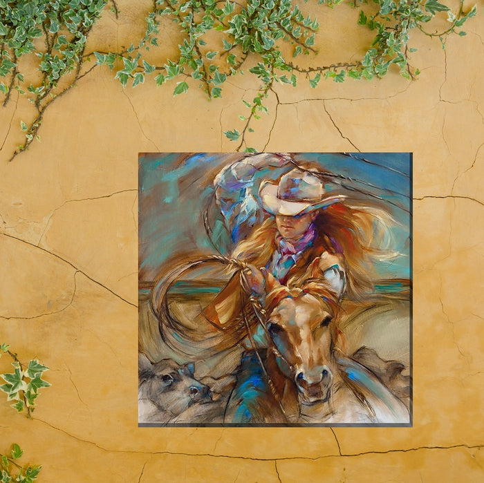 Outdoor Canvas Art 24x24 Cowgirl Up