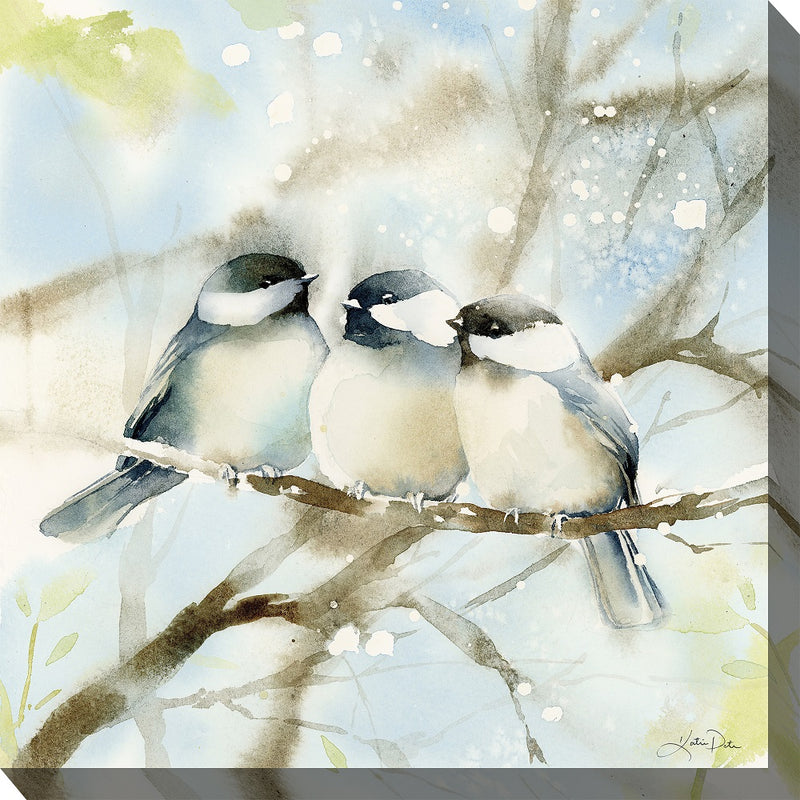 Outdoor Canvas Art 24x24 Cozy Chickadees
