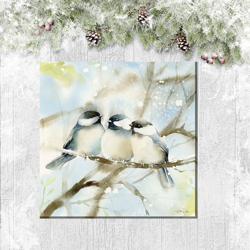 Outdoor Canvas Art 24x24 Cozy Chickadees