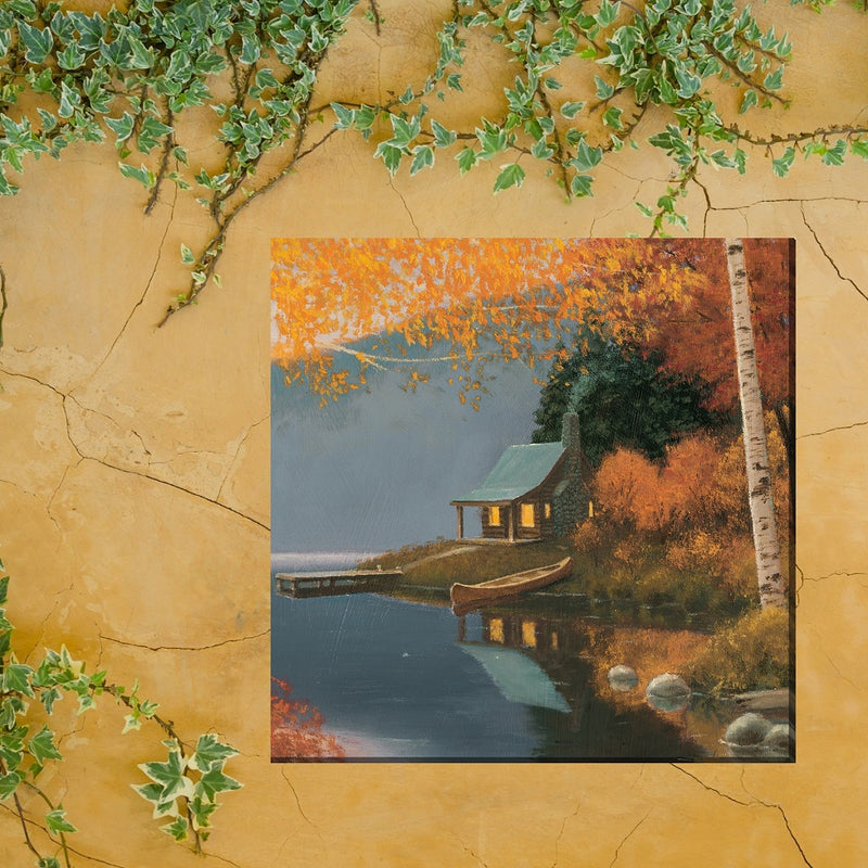 Outdoor Canvas Art 24x24 Cozy Cabin