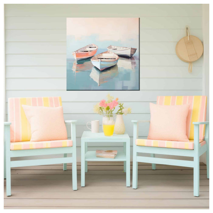 Outdoor Canvas Art 24x24 Pastel Boats