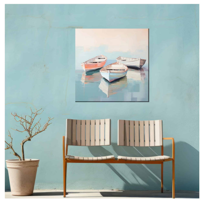 Outdoor Canvas Art 24x24 Pastel Boats
