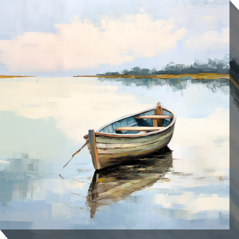 Outdoor Canvas Art 24x24 River Rowboat