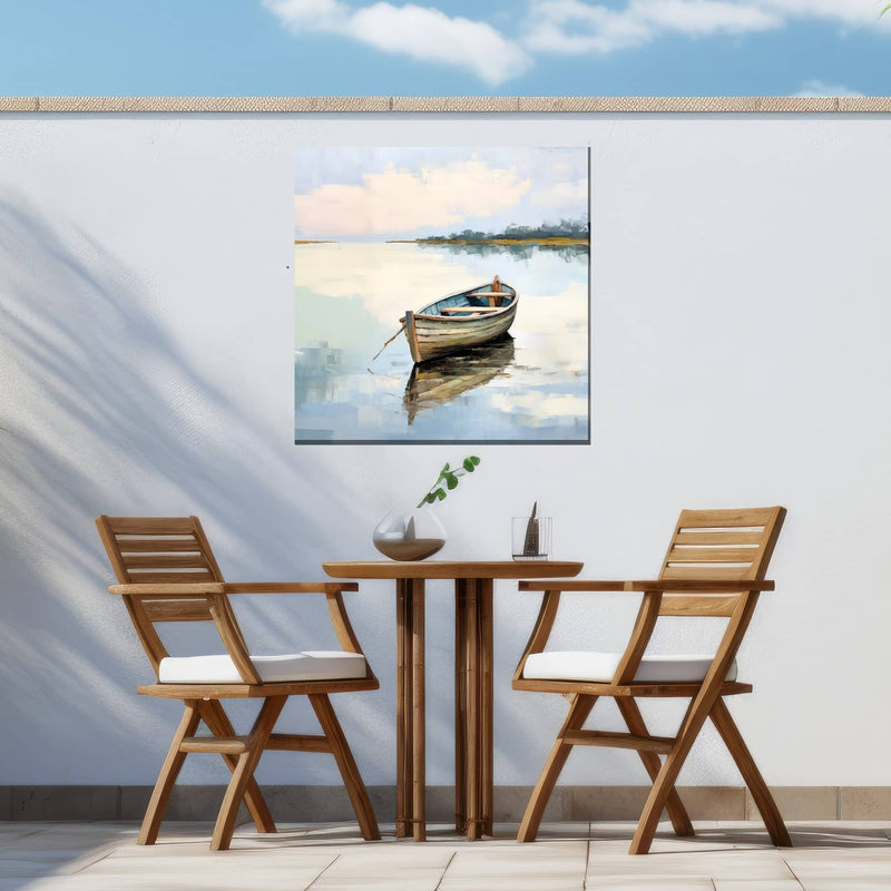 Outdoor Canvas Art 24x24 River Rowboat