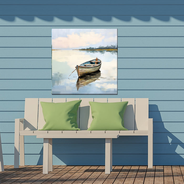 Outdoor Canvas Art 24x24 River Rowboat