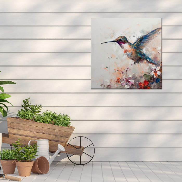 Outdoor Canvas Art 24x24 Hovering Hummer