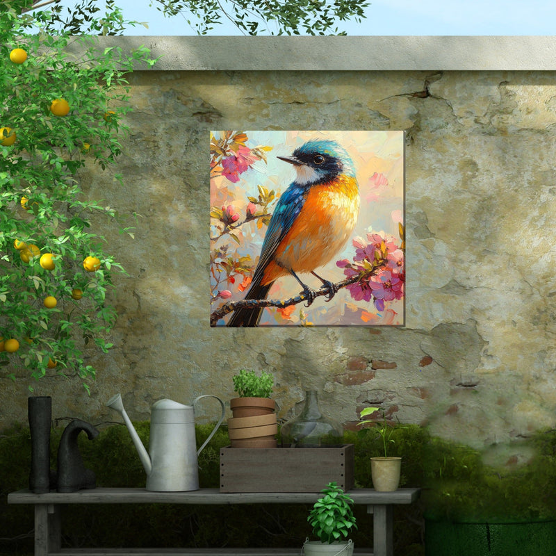 Outdoor Canvas Art 24x24 Bird and Blossom