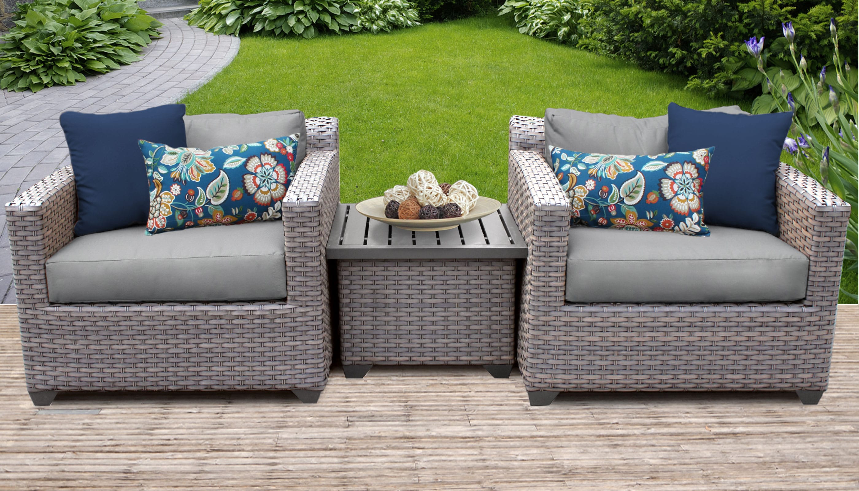 TK Classics FLORENCE-03a 3 Piece Outdoor Wicker Patio Furniture