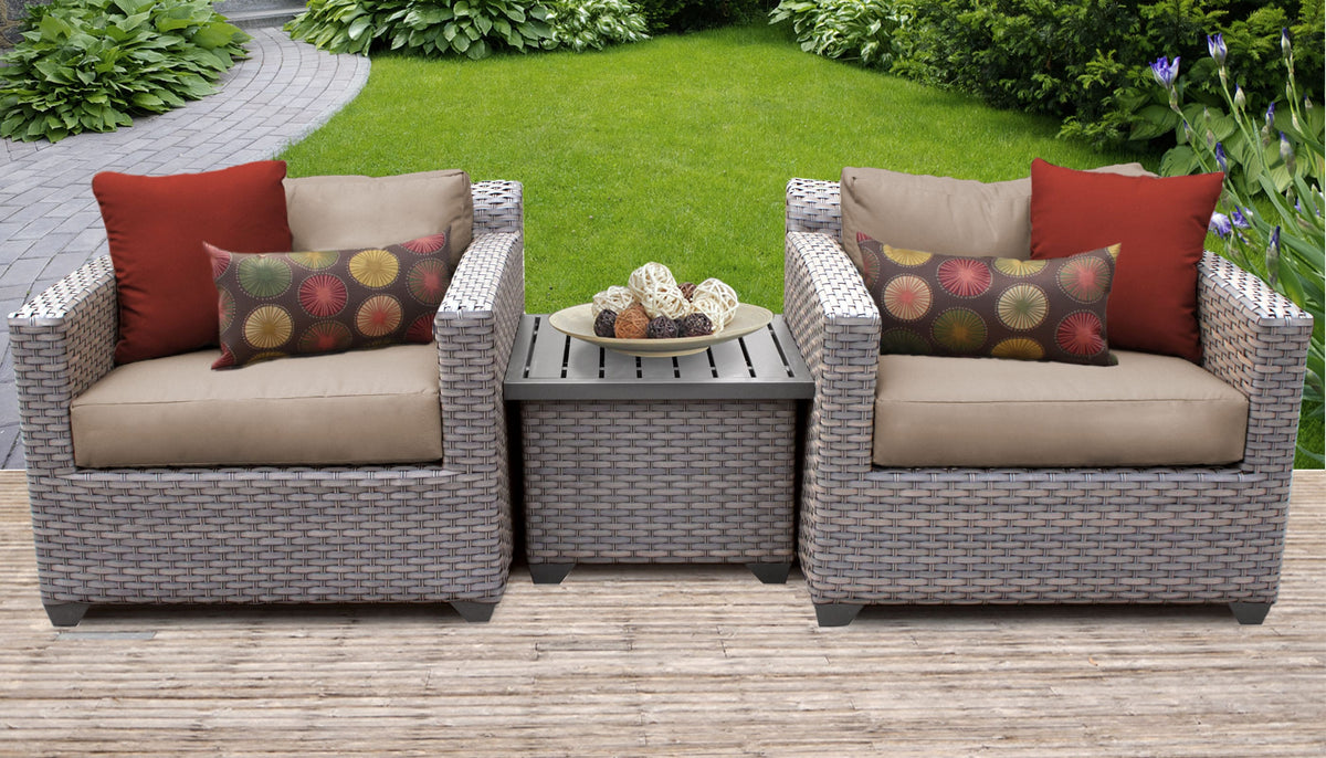 TK Classics FLORENCE-03a 3 Piece Outdoor Wicker Patio Furniture