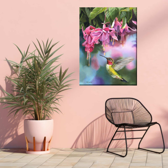 Outdoor Canvas Art 30x40 Fuschia & Hummer