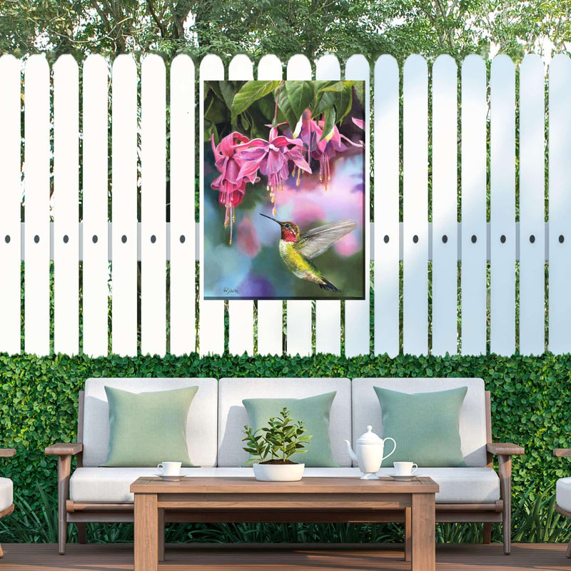 Outdoor Canvas Art 30x40 Fuschia & Hummer