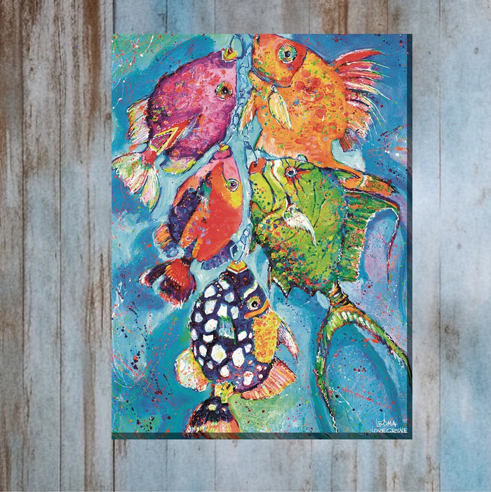 Outdoor Canvas Art 30x40 Red Fish Blue Fish