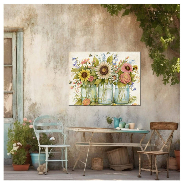 Outdoor Canvas Art 40x30 Buzzing Bouquets