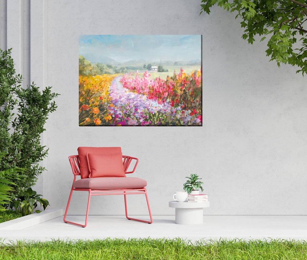 Outdoor Canvas Art 40x30 Flowering Footpath — My Backyard Decor