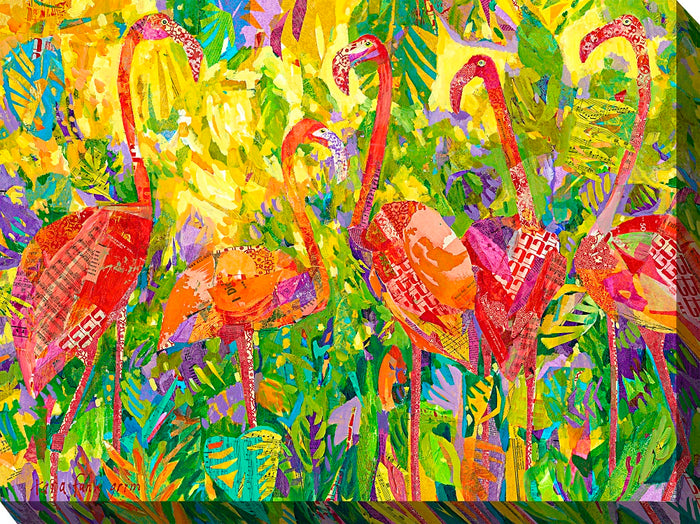 Outdoor Canvas Art 40x30 Fabulous Flamingos