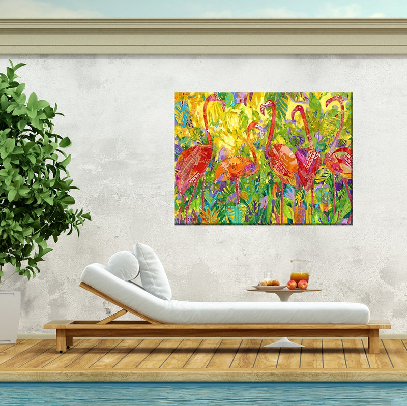 Outdoor Canvas Art 40x30 Fabulous Flamingos