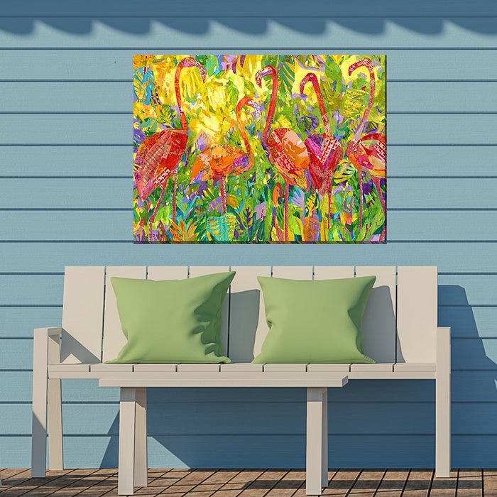 Outdoor Canvas Art 40x30 Fabulous Flamingos