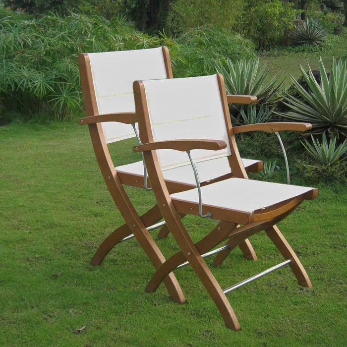 Outdoor Folding Armchairs Set of 2 - Balau Wood - Royal Tahiti