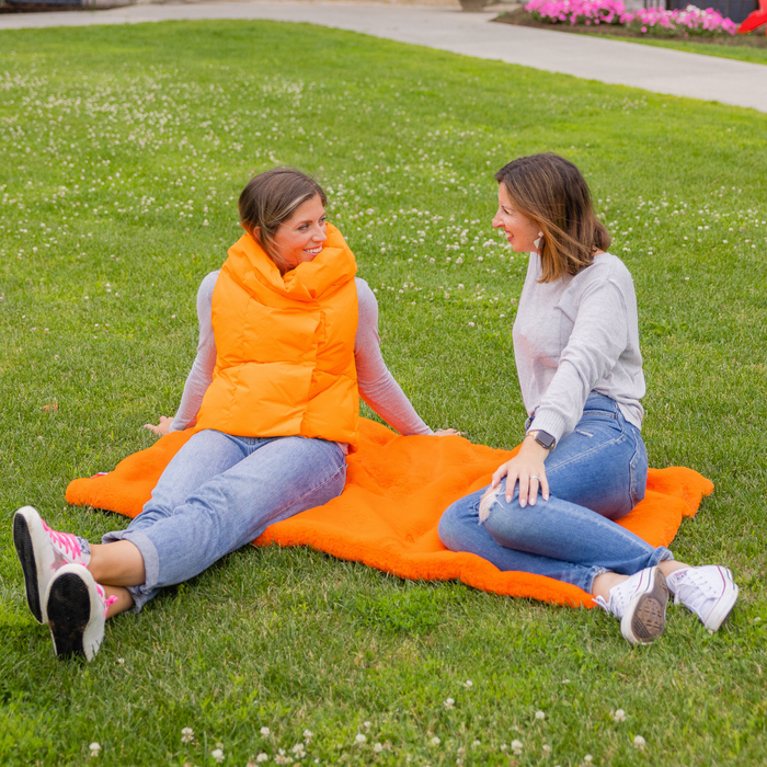 Orange Faux Fur Long Lap Blanket