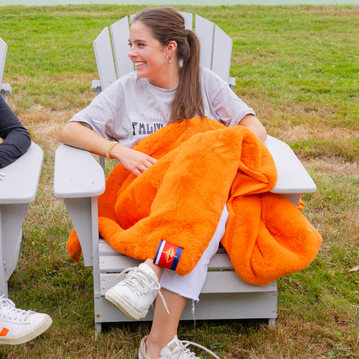 Orange Faux Fur Long Lap Blanket