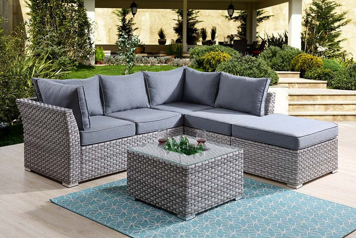Acme Furniture Laurance Sectional, Gray Fabric & Gray Finish