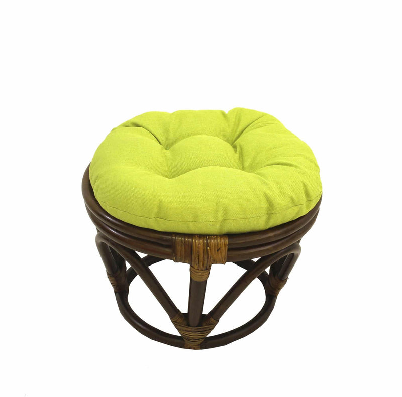 Rattan Ottoman with Outdoor Fabric Cushion - My Backyard Decor