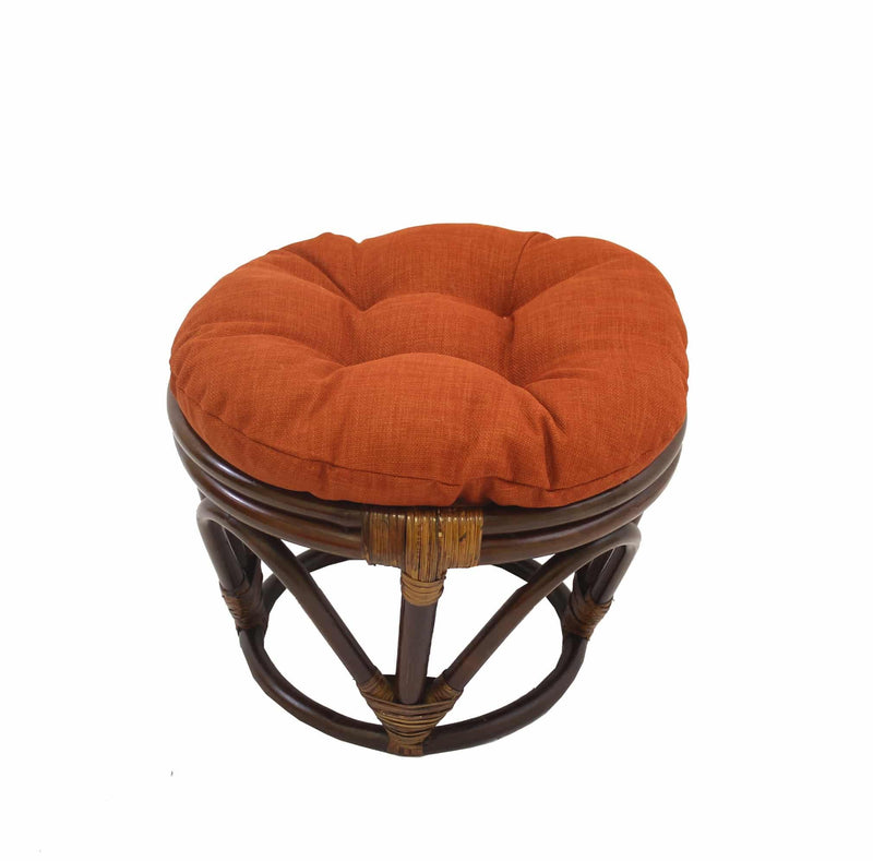Rattan Ottoman with Outdoor Fabric Cushion - My Backyard Decor