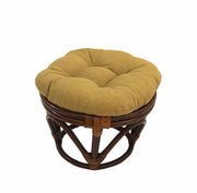 Rattan Ottoman with Outdoor Fabric Cushion - My Backyard Decor