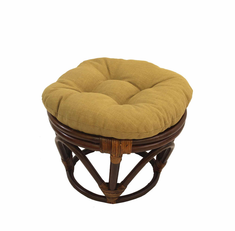 Rattan Ottoman with Outdoor Fabric Cushion - My Backyard Decor
