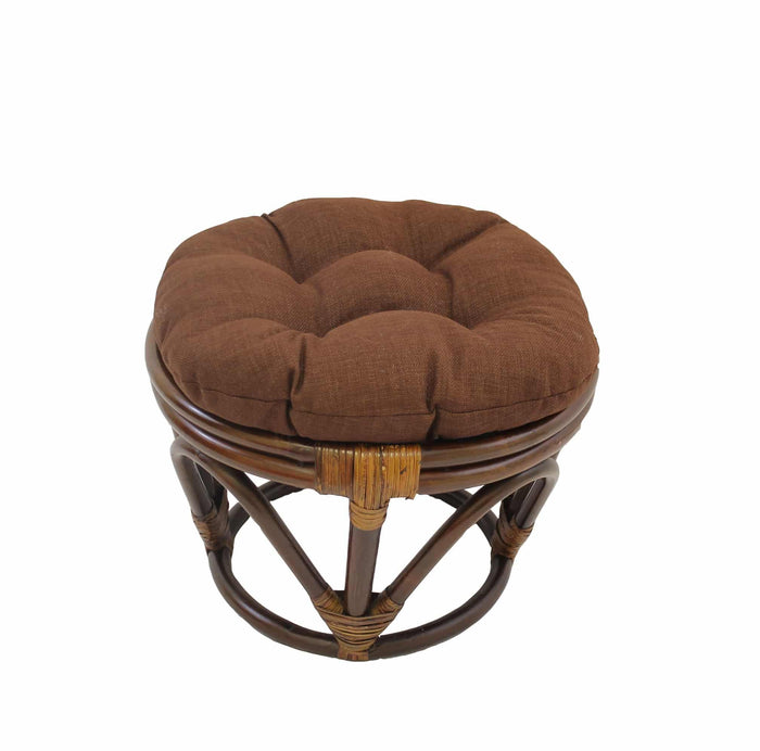 Rattan Ottoman with Outdoor Fabric Cushion - My Backyard Decor