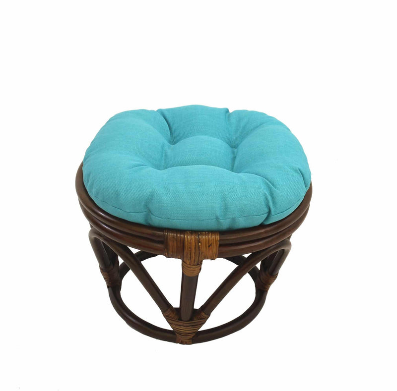 Rattan Ottoman with Outdoor Fabric Cushion - My Backyard Decor