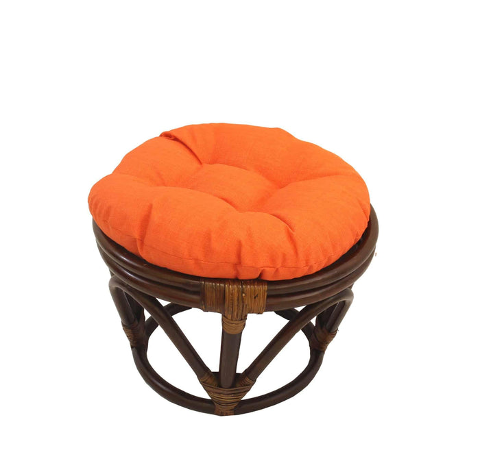 Rattan Ottoman with Outdoor Fabric Cushion - My Backyard Decor