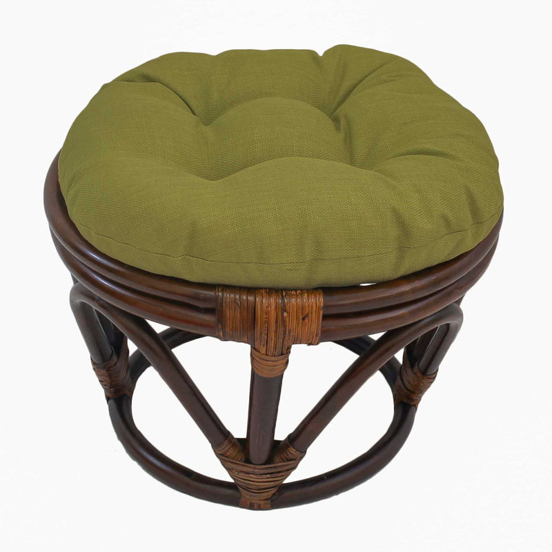 Rattan Ottoman with Outdoor Fabric Cushion