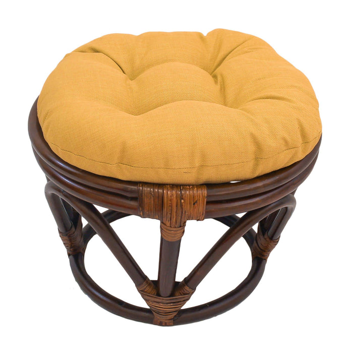 Rattan Ottoman with Outdoor Fabric Cushion